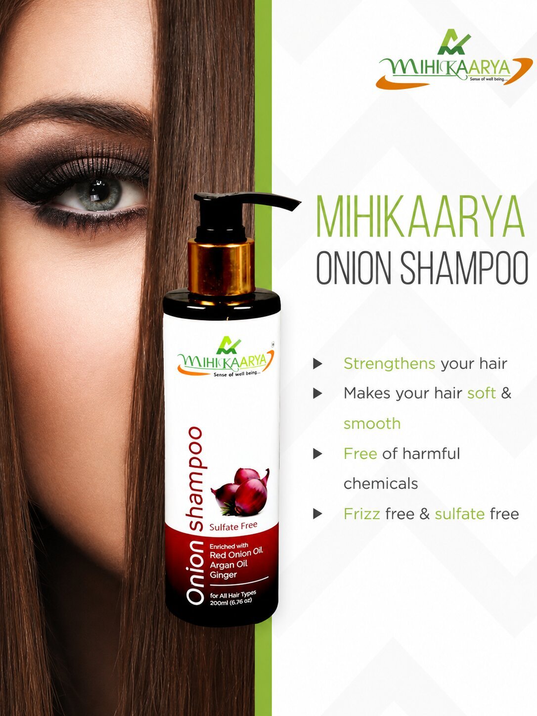 Mihikaarya Onion Shampoo Enriched with Red Onion Oil, Argan OiL, Ginger ( 200ML - Image 3