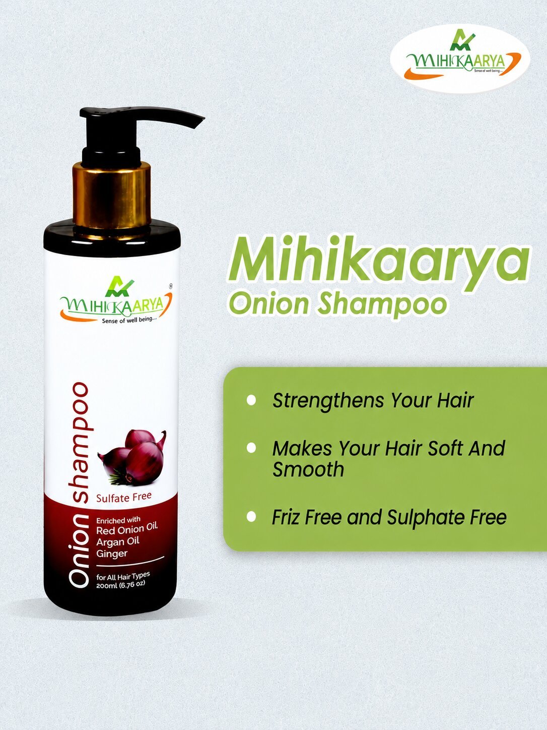 Mihikaarya Onion Shampoo Enriched with Red Onion Oil, Argan OiL, Ginger ( 200ML - Image 4