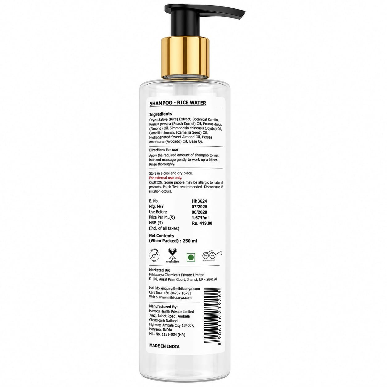 Mihikaarya Rice Water Shampoo Value Pack – Cleansing & Shine Care | 250 ml + 250 ml - Image 4