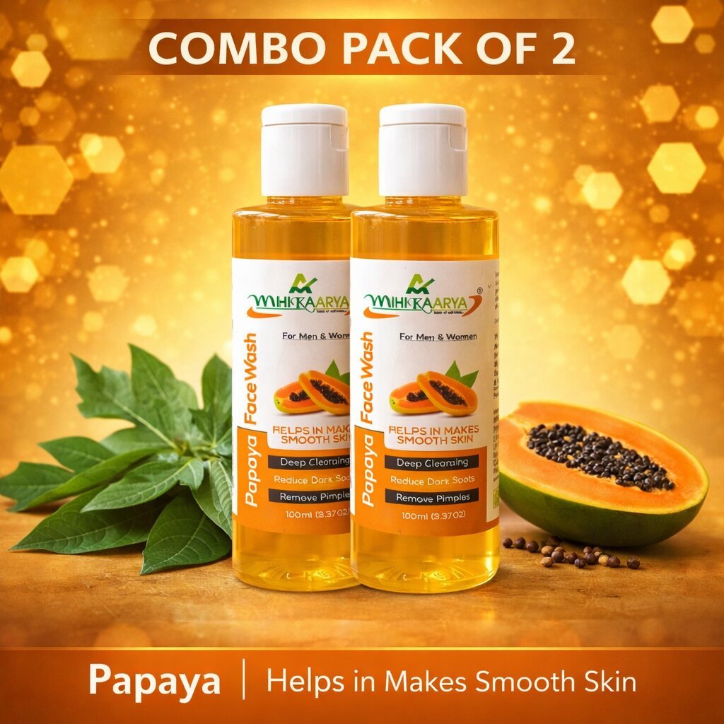 Mihikaarya Papaya Face Wash for Men & Women – Set of 2 × 100ml | Brightening, Oil Control & Refreshing Skincare - Image 3
