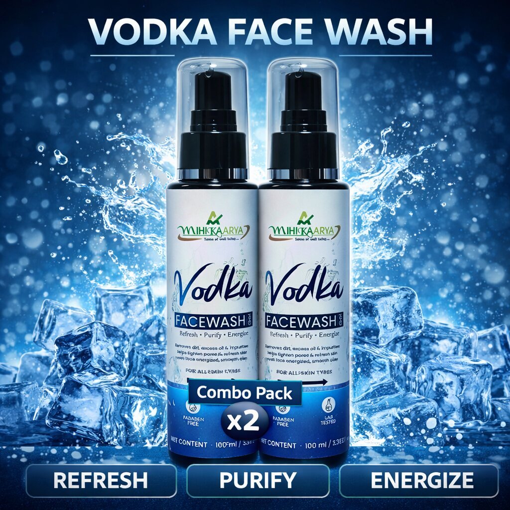 Mihikaarya Vodka Face Wash for Men & Women – Pack of 2 (100ml Each) | Deep Cleansing & Refreshing Skincare