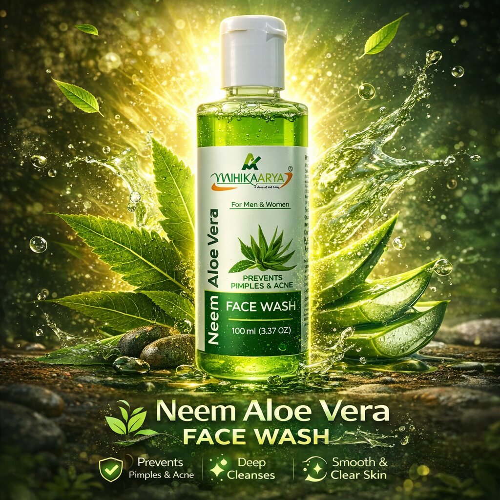 Mihikaarya Neem Aloe Vera Face Wash for Men & Women – 100ml | Soothing, Oil Control & Refreshing Skincare - Image 3