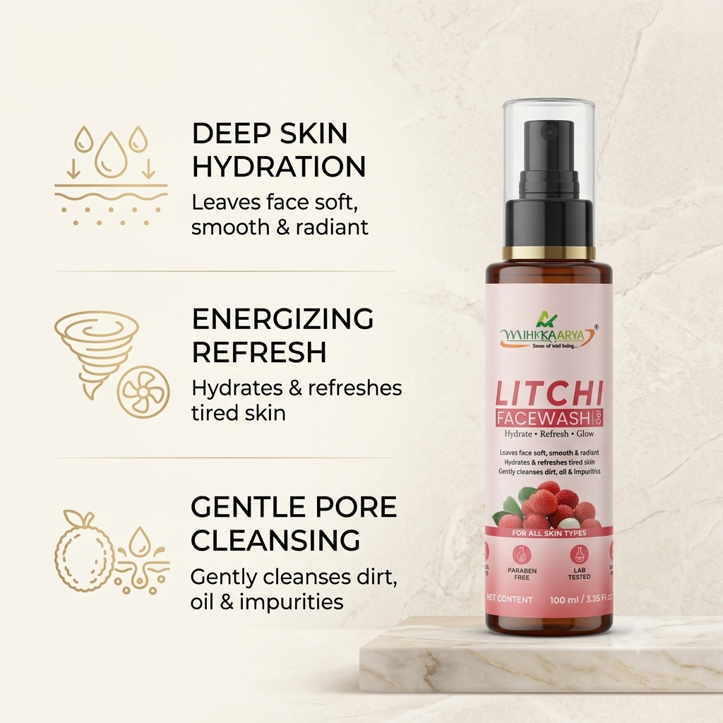 MIHIKAARYA LITCHI FACEWASH Gel – Hydrate & Refresh - Image 3