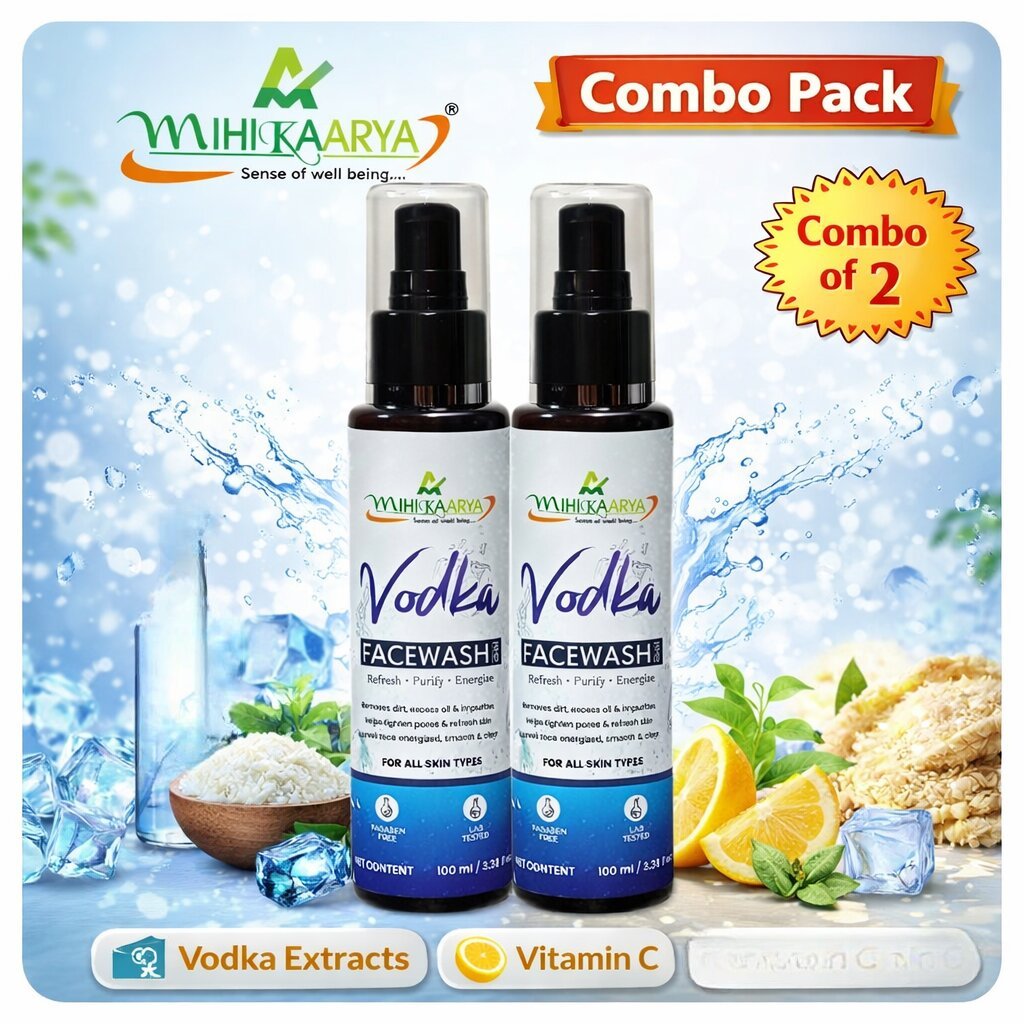 Mihikaarya Vodka Face Wash for Men & Women – Pack of 2 (100ml Each) | Deep Cleansing & Refreshing Skincare - Image 5