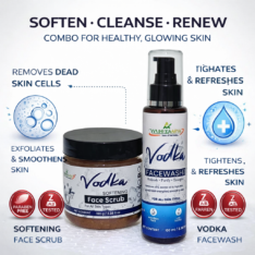 Mihikaarya Vodka Face Wash and Scrub Combo for Men & Women | Deep Cleansing, Oil Control & Skin Brightening | All Skin Types | 100ml + 100ml