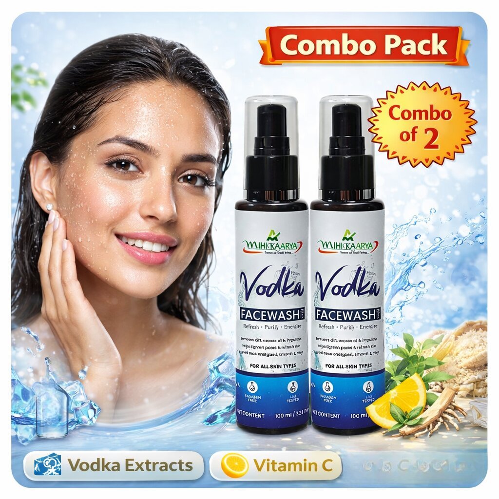 Mihikaarya Vodka Face Wash for Men & Women – Pack of 2 (100ml Each) | Deep Cleansing & Refreshing Skincare - Image 2