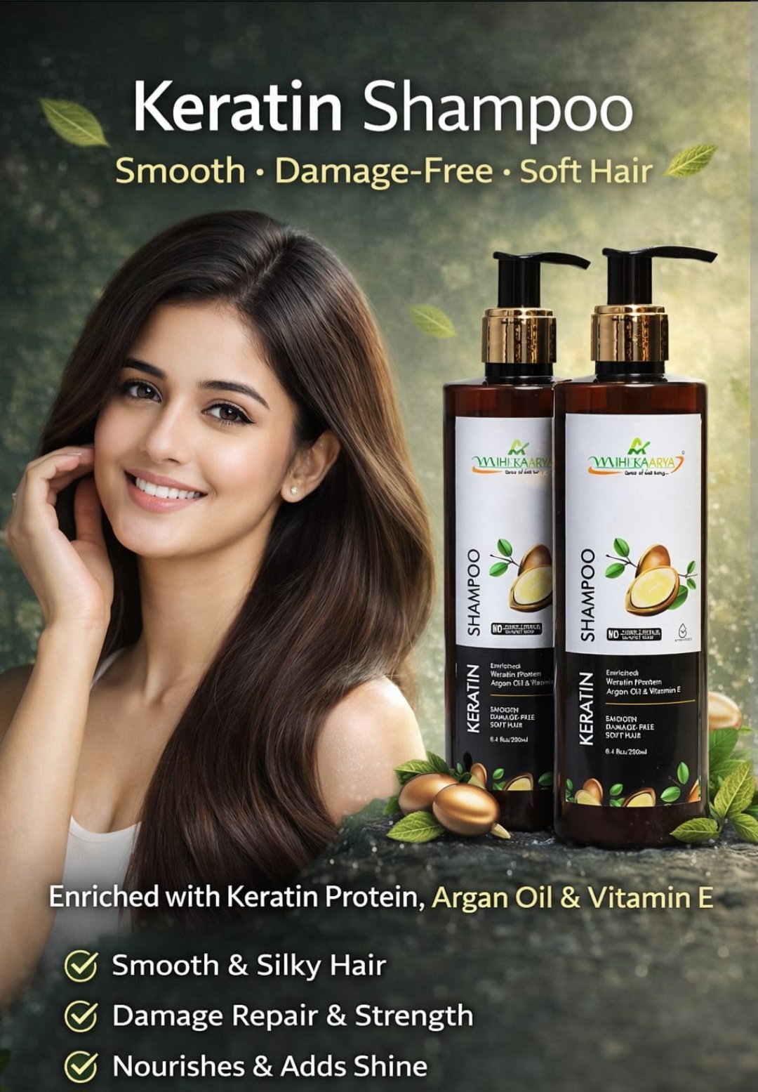 Mihikaarya Keratin Shampoo Value Pack – Manageability & Shine | 250 ml + 250 ml