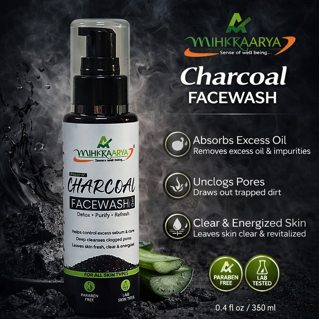 Mihikaarya Charcoal Face Wash for Men & Women – 100ml | Deep Cleansing & Oil Control Skincare - Image 5