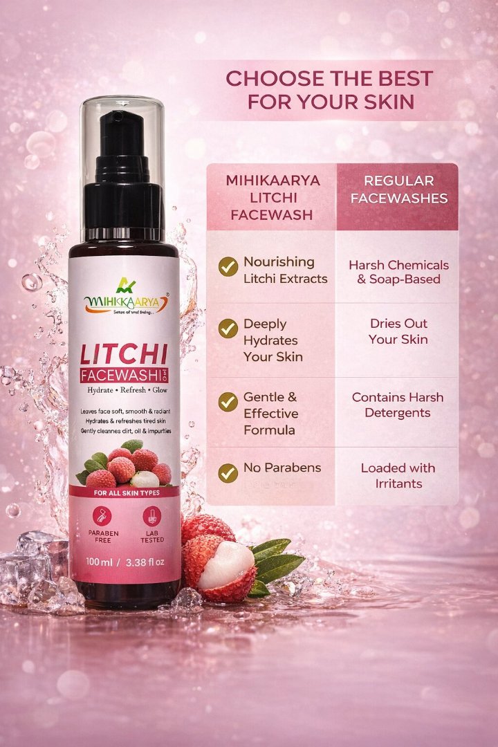 Mihikaarya Litchi Face Wash for Men & Women – 100ml | Refreshing & Gentle Daily Cleanser - Image 6