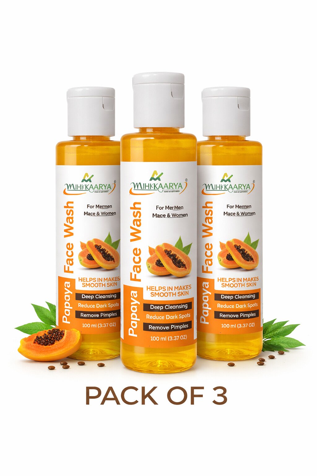 MIHIKAARYA Papaya Face wash for Fresh & Radiant Skin – Pack of 3 - Image 4