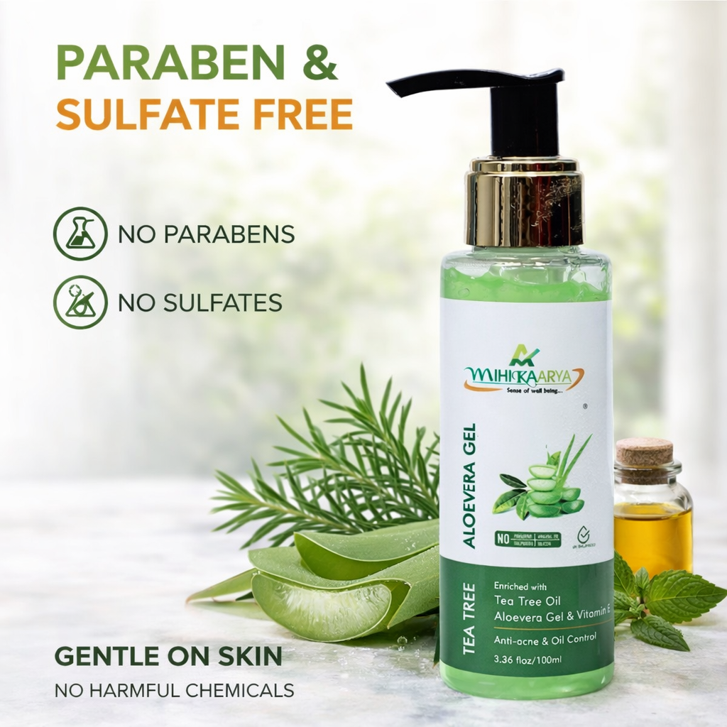 Mihikaarya Tea Tree Aloe Vera Gel 200ml Combo Pack| Soothing, Hydrating & Skin Repair Gel for Men & Women - Image 3