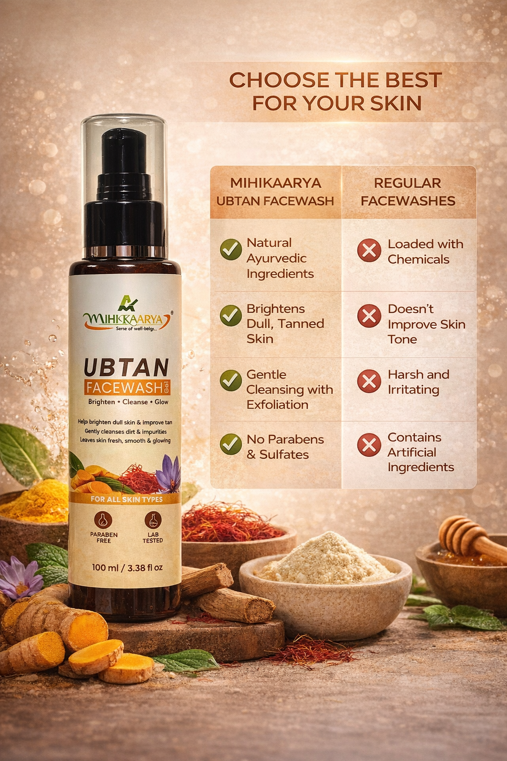 MIHIKAARYA Herbal Ubtan Face Wash for Deep Cleansing – Pack of 3 - Image 3