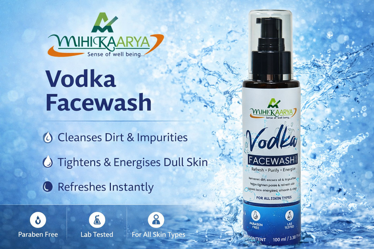 Mihikaarya Vodka Face Wash for Men & Women – 100ml | Deep Cleansing & Refreshing Skincare - Image 5