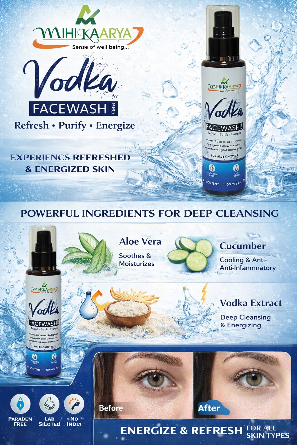 Mihikaarya Vodka Face Wash for Men & Women – 100ml | Deep Cleansing & Refreshing Skincare - Image 4