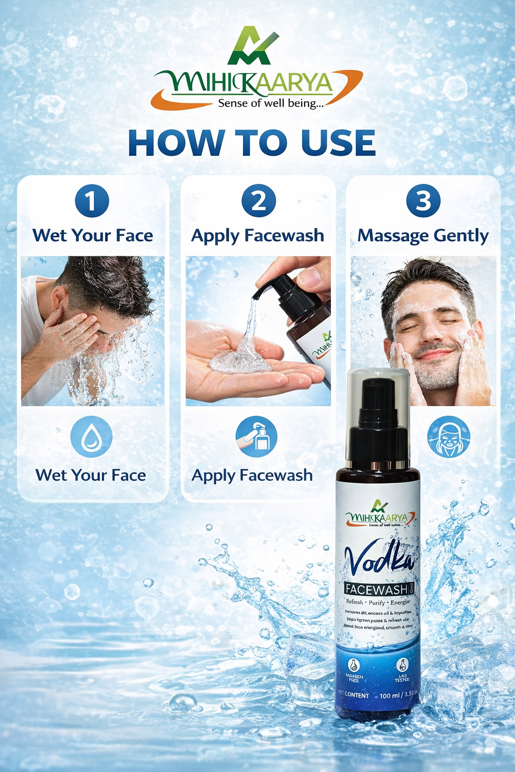 Mihikaarya Vodka Face Wash for Men & Women – 100ml | Deep Cleansing & Refreshing Skincare - Image 2