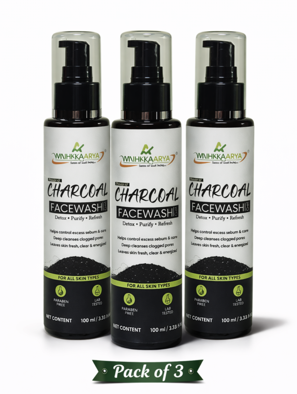 MIHIKAARYA Activated Charcoal Face Wash for Deep Cleansing – Pack of 3 - Image 2