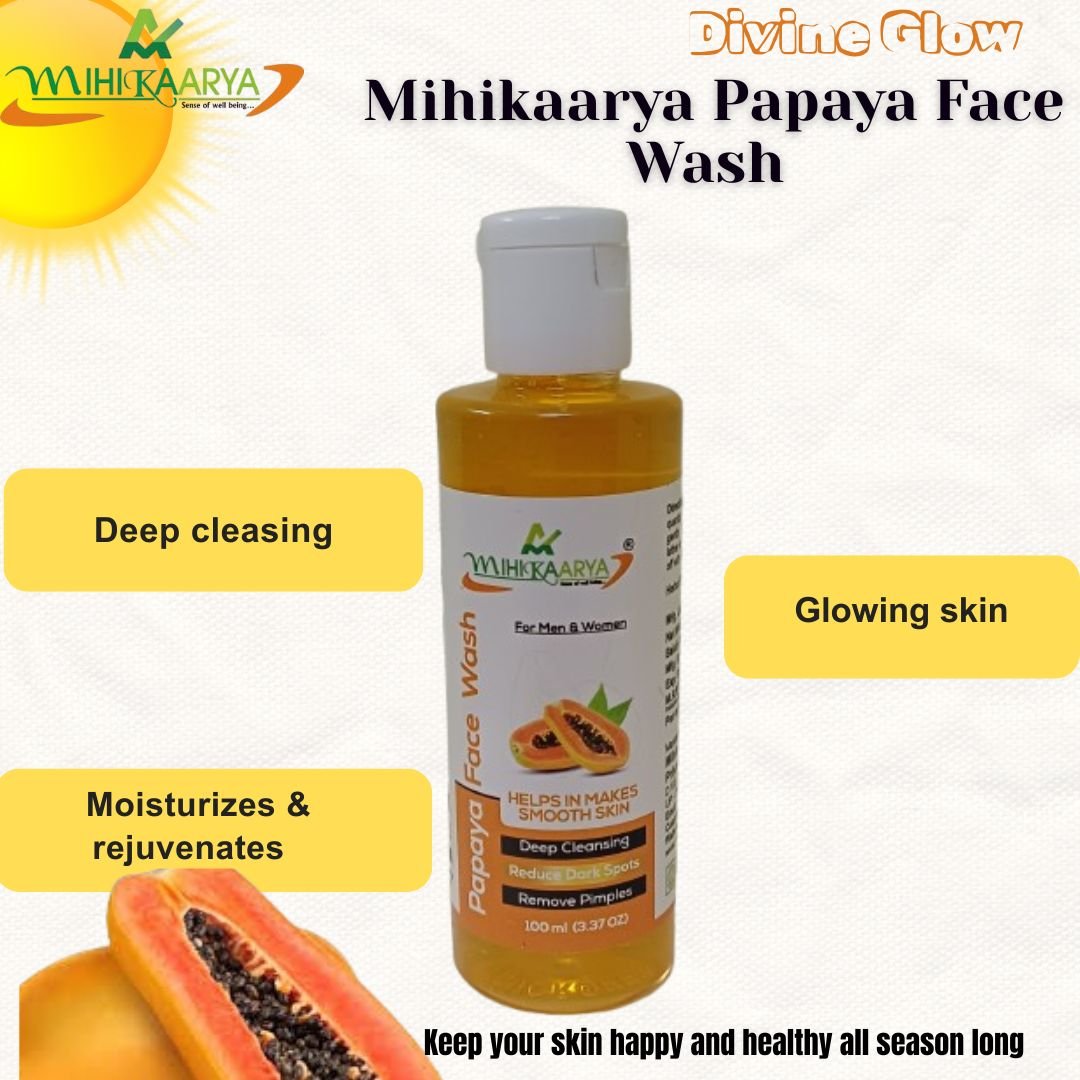 Mihikaarya Papaya Face Wash for Men & Women – 100ml | Brightening, Oil Control & Refreshing Skincare - Image 2