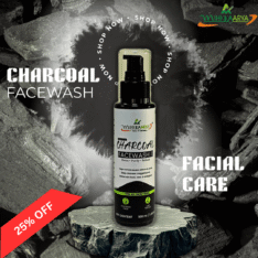 Front view of Mihikaarya Charcoal Face Wash pack of two 100ml bottles