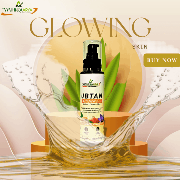 Front view of Mihikaarya Herbal Ubtan Face Wash 100ml bottle