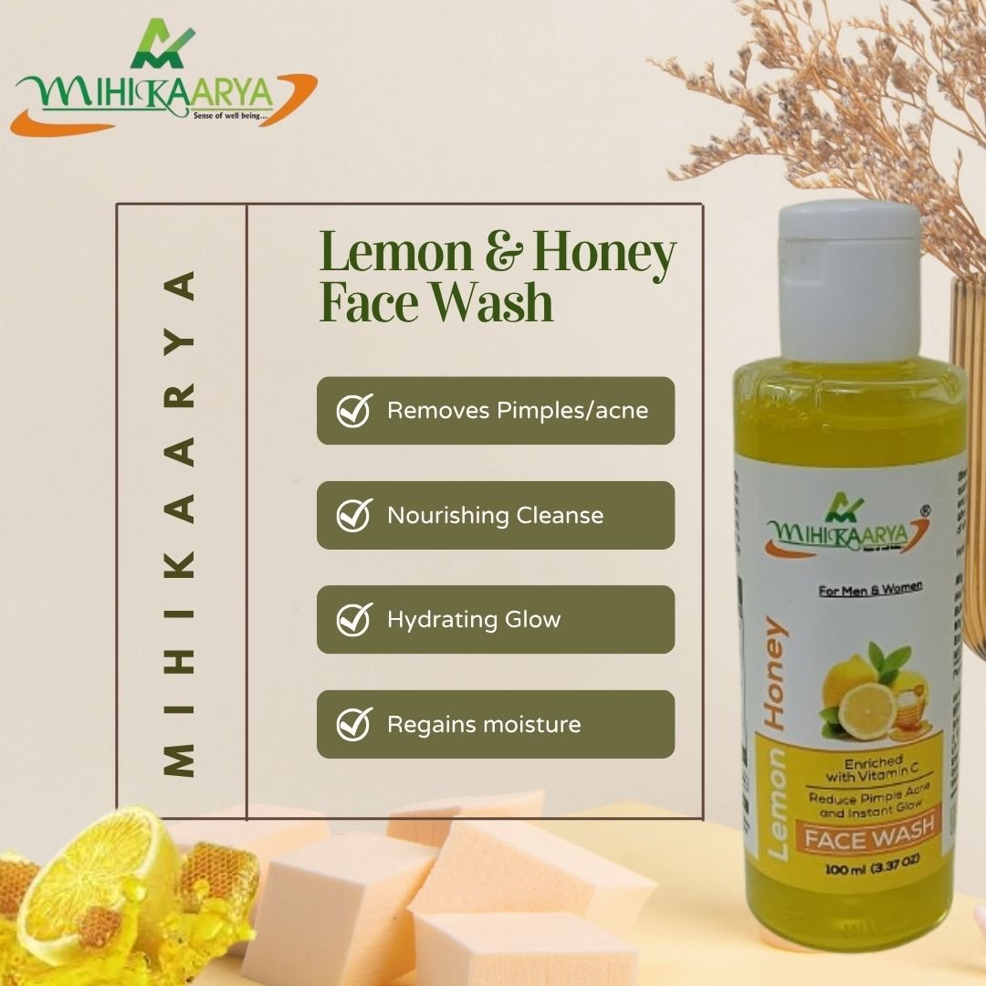 Mihikaarya Herbals Lemon & Honey Face Wash for Men & Women – 100ml | Brightening, Hydrating & Refreshing Skincare - Image 2