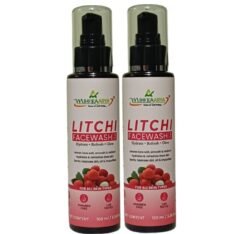 Front view of Mihikaarya Litchi Face Wash pack of two 100ml bottles