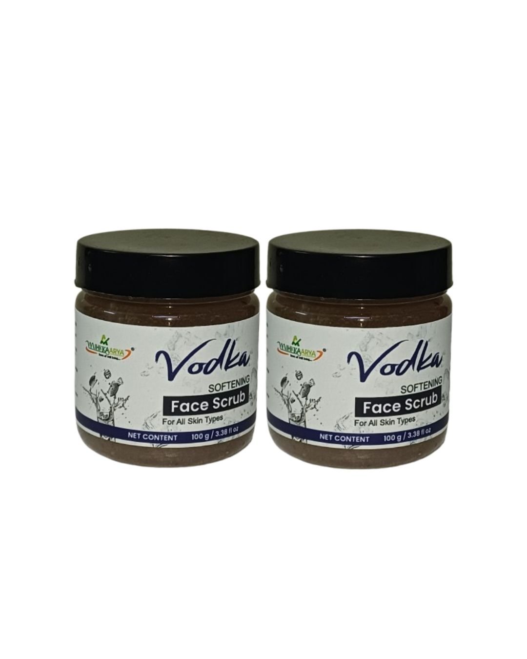 Mihikaarya Vodka Face Scrub for Men & Women – Set of Two | Exfoliating, Oil Control & Refreshing Care | 2 × 100ml