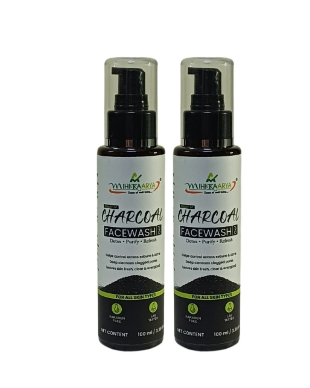 Mihikaarya Charcoal Face Wash for Men & Women – Pack of 2 (100ml Each) | Deep Cleansing & Oil Control Skincare - Image 2