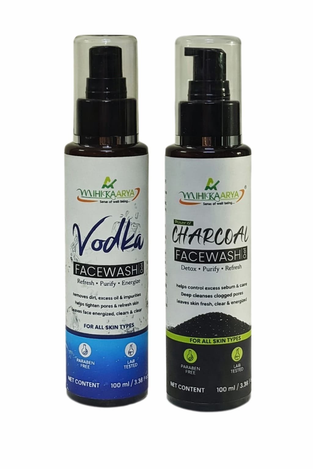MIHIKAARYA Vodka Face Wash & Charcoal Face Wash Combo Pack