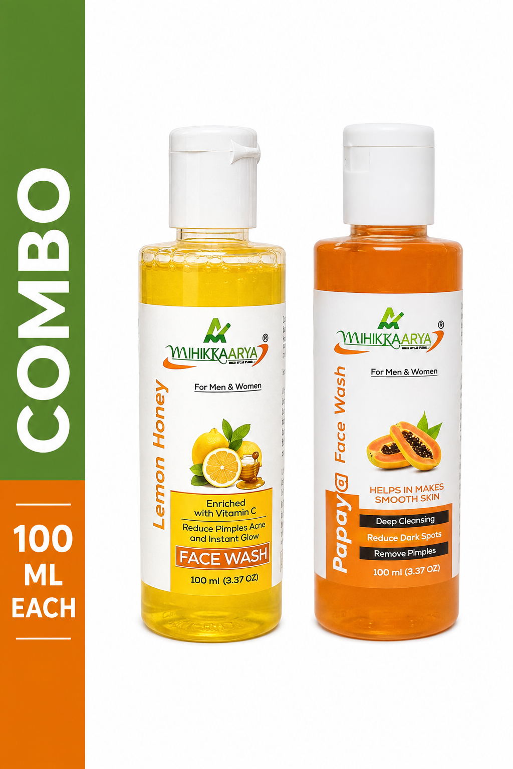 MIHIKAARYA Papaya Face Wash & Lemon Honey Face Wash Combo – Glow & Fresh Skin Care - Image 2