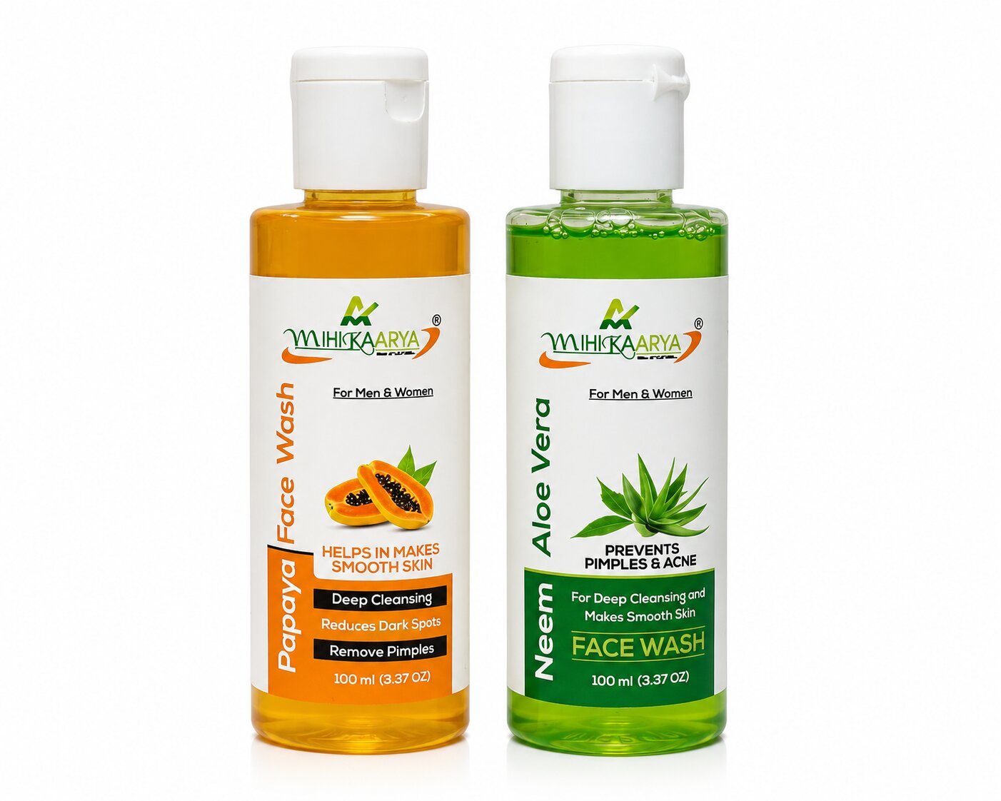 MIHIKAARYA Papaya Face Wash & Neem Aloe Vera Face Wash | Pack of 2 - Image 4